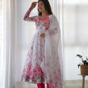 Redqymdqe Exclusive Fashionable Stylish and Comfortable High Quality Three Piece for Women for women digital pint japani silk Three Piece